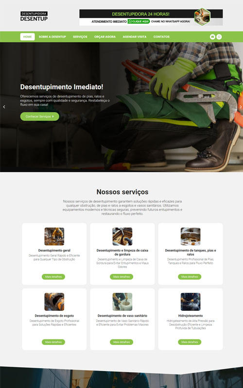 Site criado para Desentupidora