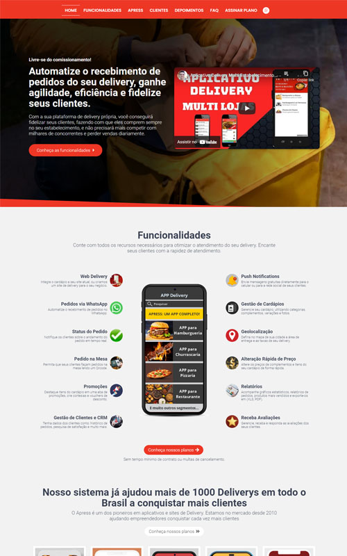 Modelo de página de vendas para vender aplicativo e software